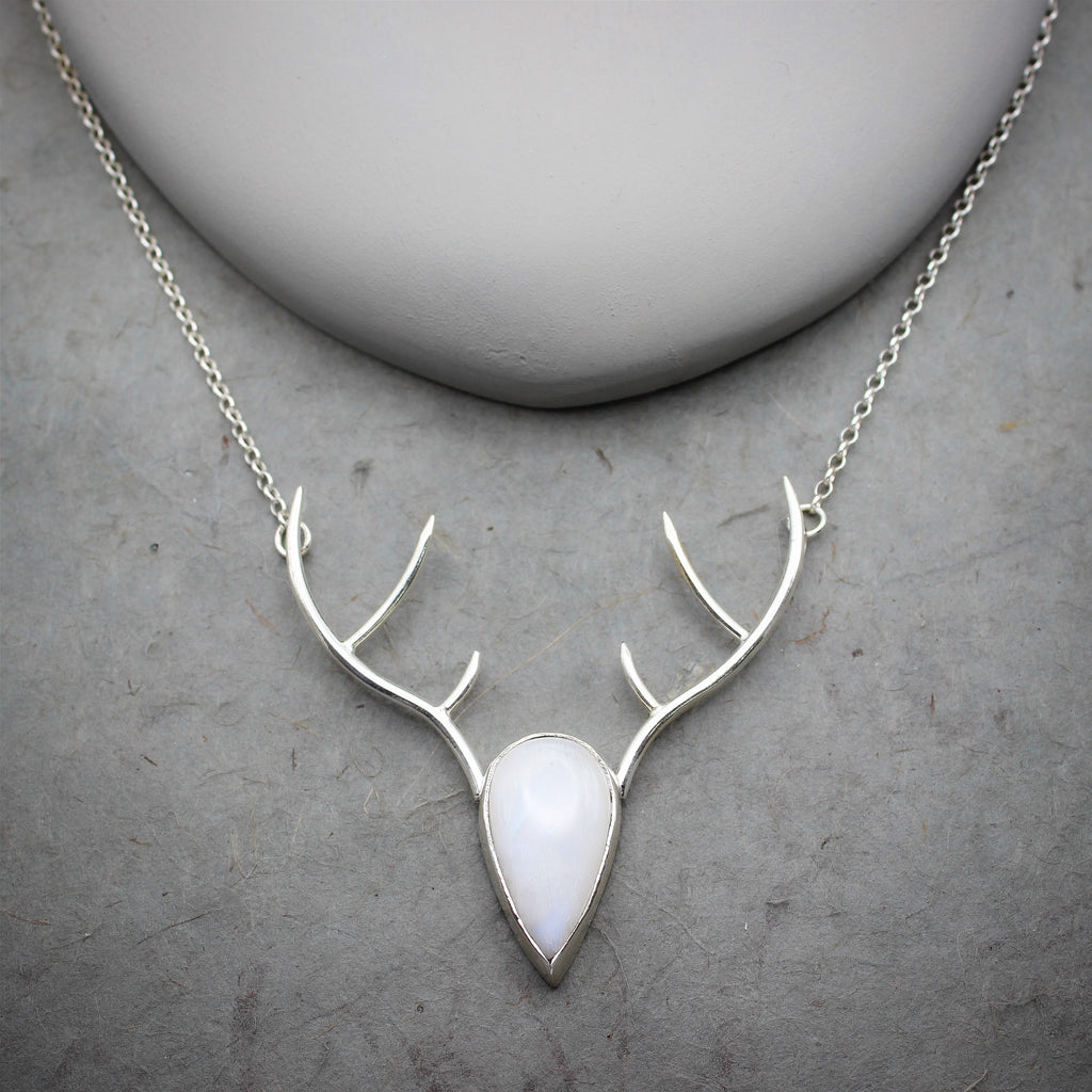 Moonstone stag necklace